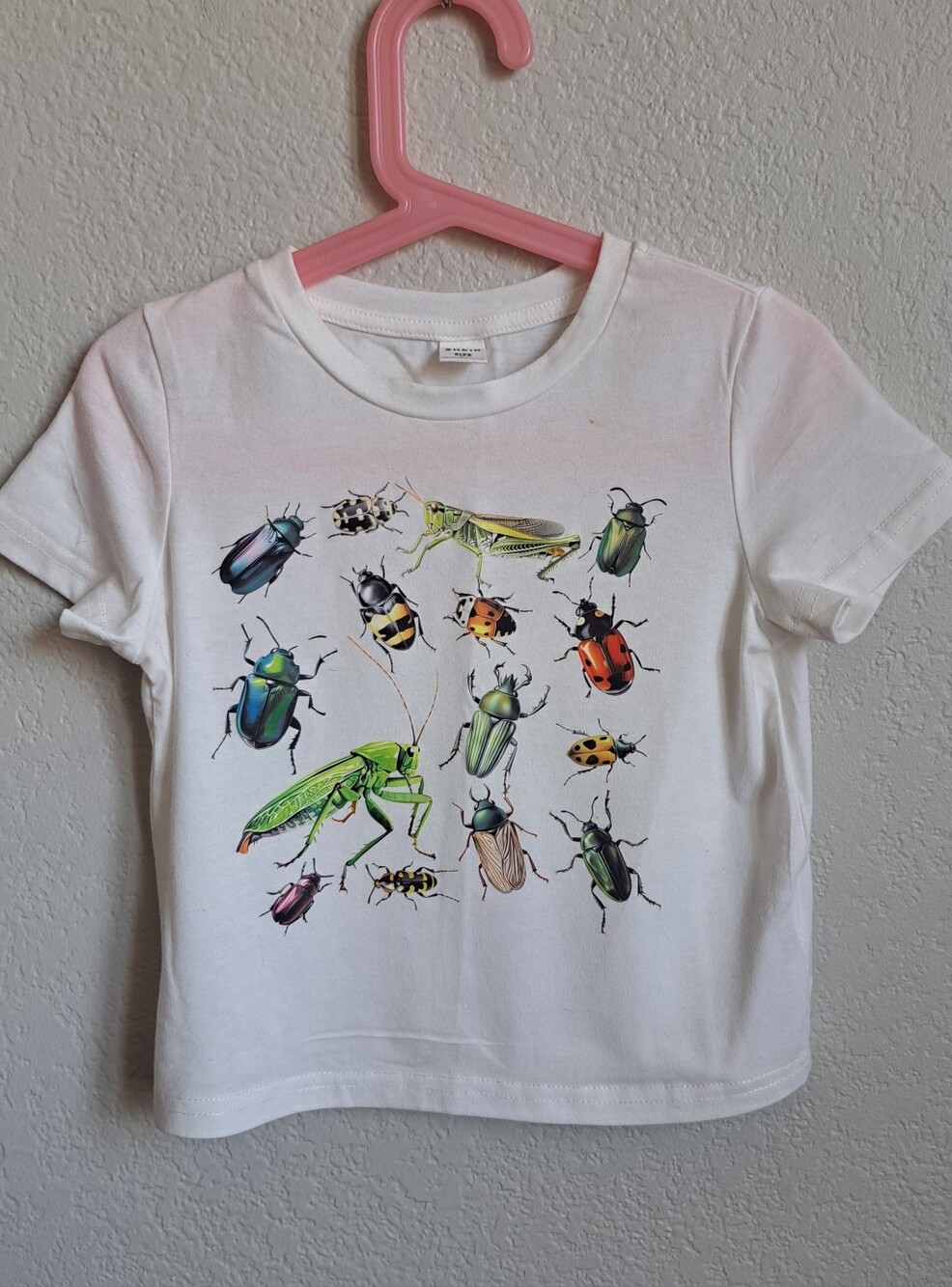 Shein Kids White Bug Print Tee Size 4